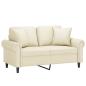 Preview: 2-Sitzer-Sofa mit Zierkissen Creme 120 cm Kunstleder