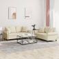 Preview: ARDEBO.de - 2-tlg. Sofagarnitur mit Kissen Creme Kunstleder