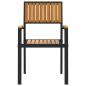 Preview: Outdoor Esszimmerstühle Set aus 6 Schwarz Metall und Holz
