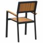 Preview: Outdoor Esszimmerstühle Set aus 6 Schwarz Metall und Holz
