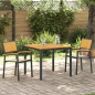 Preview: 3-teiliges Garten-Ess Set Schwarz und Holz Metall und Holz