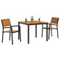 Preview: 3-teiliges Garten-Ess Set Schwarz und Holz Metall und Holz