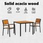 Preview: 3-teiliges Garten-Ess Set Schwarz und Holz Metall und Holz