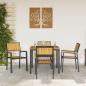 Preview: Garten Esszimmer Set 5-teilig Schwarz und Braun Metall und Holz