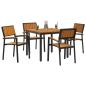Preview: Garten Esszimmer Set 5-teilig Schwarz und Braun Metall und Holz