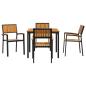 Preview: Garten Esszimmer Set 5-teilig Schwarz und Braun Metall und Holz