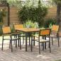 Preview: Garten Esszimmer Set 5-teilig Schwarz und Braun Metall und Holz