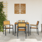 Preview: Garten Esszimmer Set 5-teilig Schwarz und Braun Metall und Holz