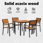 Preview: Garten Esszimmer Set 5-teilig Schwarz und Braun Metall und Holz