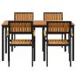Preview: Garten Essbereich Set 5-teiliges Set Schwarz Metall und Holz