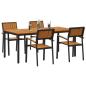 Preview: 5-teiliges Garten Essset Schwarz, Braun Metall, Holz Langlebig
