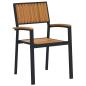 Preview: 5-teiliges Garten Essset Schwarz, Braun Metall, Holz Langlebig