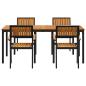 Preview: 5-teiliges Garten Essset Schwarz, Braun Metall, Holz Langlebig