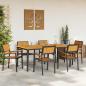 Preview: Garten Essgruppe 7-teilig Schwarz, Naturholz Metall, Holz