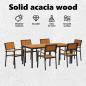 Preview: Garten Essgruppe 7-teilig Schwarz, Naturholz Metall, Holz