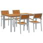 Preview: Garten Essgruppe Set aus 5 Grau, Naturholz Metall Robust