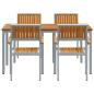 Preview: Garten Essgruppe Set aus 5 Grau, Naturholz Metall Robust