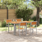 Preview: Garten Essgruppe Set aus 5 Grau, Naturholz Metall Robust