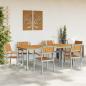 Preview: Garten Essgruppe 7-teilig Grau und Naturholz Metall und Holz