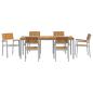Preview: Garten Essgruppe 7-teilig Grau und Naturholz Metall und Holz