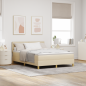 Preview: Boxspringbett mit Kissen mit Kopfteil Creme 140 x 200 cm Stoff