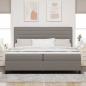 Preview: Taupe Boxspringbett mit Matratze 200x200 cm Stoff