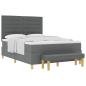 Preview: Boxspringbett mit Matratze & Bank Dunkelgrau 140x200 cm Stoff