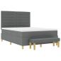 Preview: Boxspringbett mit Matratze & Bank Dunkelgrau 140x200 cm Stoff