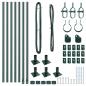 Preview: Zaunpfosten-Set mit Bodenplatten 7er Set Grün Beton, Metall