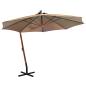 Preview: ARDEBO.de - Ampelschirm mit Mast Taupe 3,5x2,9 m Massivholz Tanne