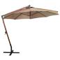 Preview: Ampelschirm mit Mast Taupe 3,5x2,9 m Massivholz Tanne