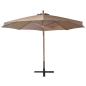 Preview: Ampelschirm mit Mast Taupe 3,5x2,9 m Massivholz Tanne