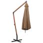 Preview: Ampelschirm mit Mast Taupe 3,5x2,9 m Massivholz Tanne