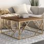 Preview: ARDEBO.de - Couchtisch Golden Edelstahl und Massivholz