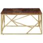 Preview: Couchtisch Golden Edelstahl und Massivholz