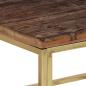 Preview: Couchtisch Golden Edelstahl und Massivholz