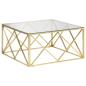 Preview: Couchtisch Golden Edelstahl und Hartglas