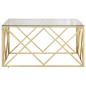 Preview: Couchtisch Golden Edelstahl und Hartglas