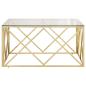 Preview: Couchtisch Golden Edelstahl und Hartglas
