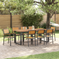 Preview: Stapelbare Gartenstühle 8 Stück Schwarz Stahl und Massivholz-Akazie