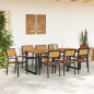 Preview: Stapelbare Gartenstühle 8 Stück Schwarz Stahl und Massivholz-Akazie