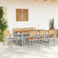 Preview: Stapelbare Gartenstühle 8 Stück Graue Stahl und Massivholz-Akazie