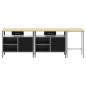 Preview: Werkbank-Set 3 pcs Schwarz und Grau Pulverbeschichteter Stahl