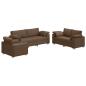 Preview: 3-teiliges Sofa Set mit Kissen in braunem Stoff