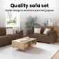 Preview: 3-teiliges Sofa Set mit Kissen in braunem Stoff
