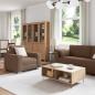 Preview: 3-teiliges Sofa Set mit Kissen in braunem Stoff