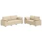 Preview: 2-teiliges Sofa Set mit Kissen in cremefarbener Stoff