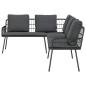Preview: 4-teiliges Garten-Sofa Set mit Kissen Schwarz Poly Rattan