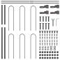 Preview: Gartenzaun mit Ring-Top Grau 15,3x1 m Stahl