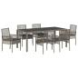Preview: 7-teiliges Gartendiningset mit Kissen Grau Poly-Rattan